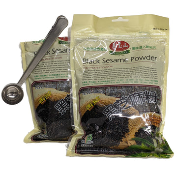 Greenmax Black Sesame Powder Ground Sesame Seeds 10.6 oz bag (Pack of 2) Roasted Fine Grind Pure Sesame Seeds No Sugar and TwinF