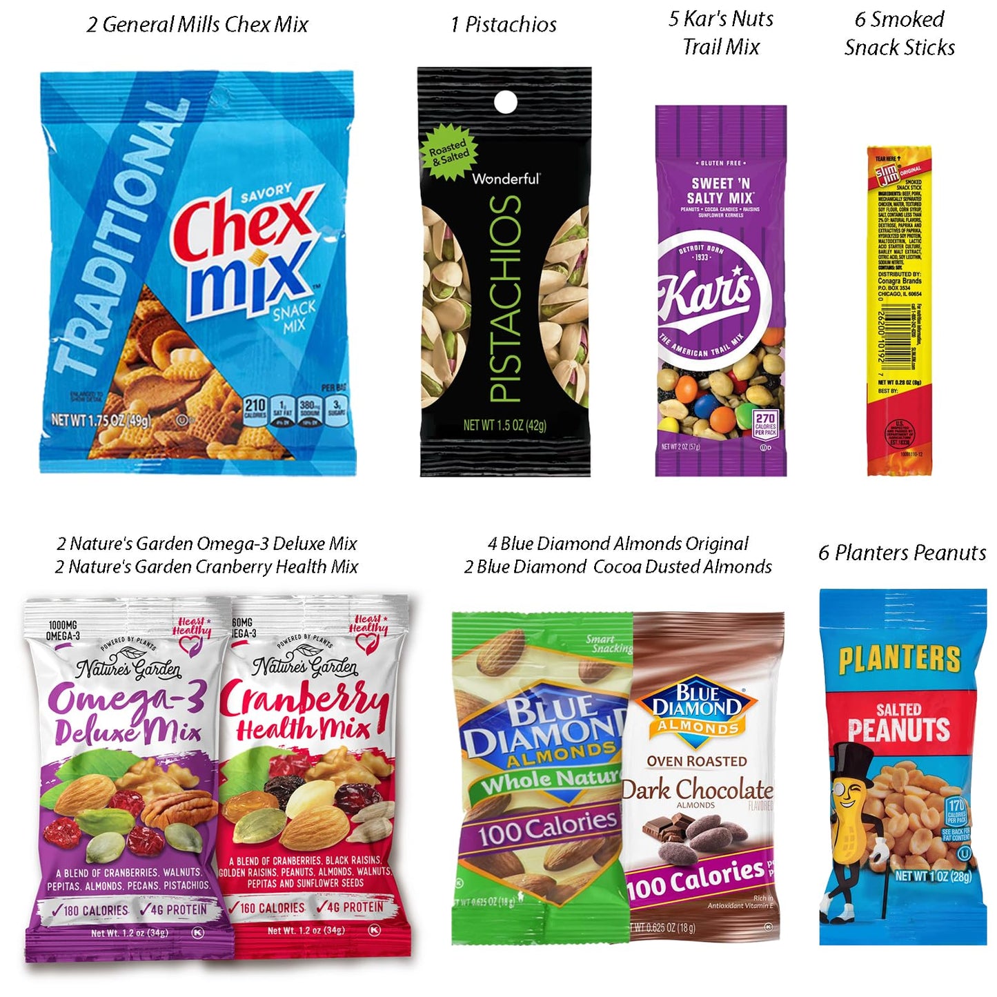 Foxy Fane 30 count Care Package - Premium Holiday, Christmas & New Year Gift Snack Box with Variety of Nuts, Jerky & Snacks - Lo