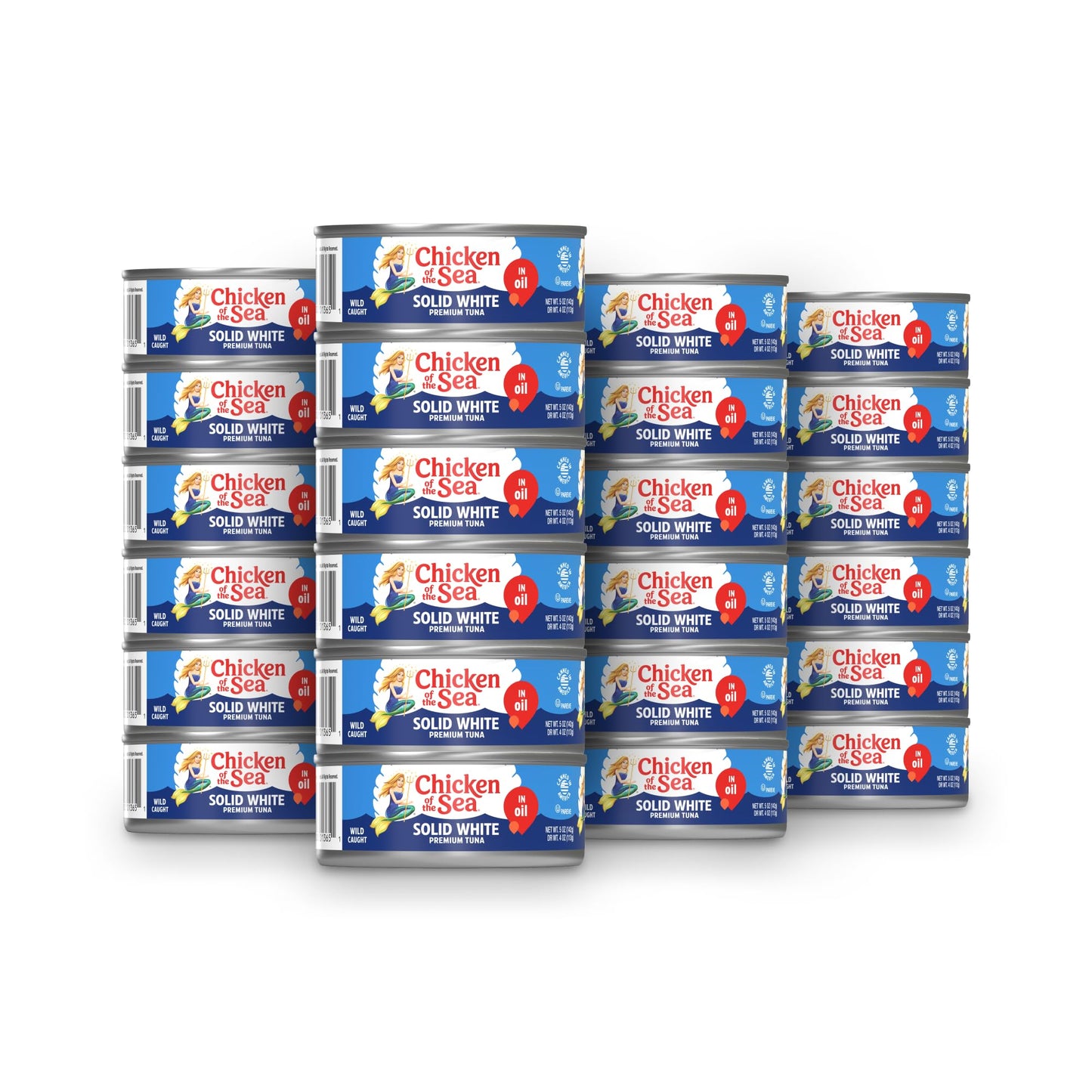 Chicken of the Sea Solid White Albacore Tuna in Oil, Wild Caught Tuna, 5-Ounce Can (Pack of 24)