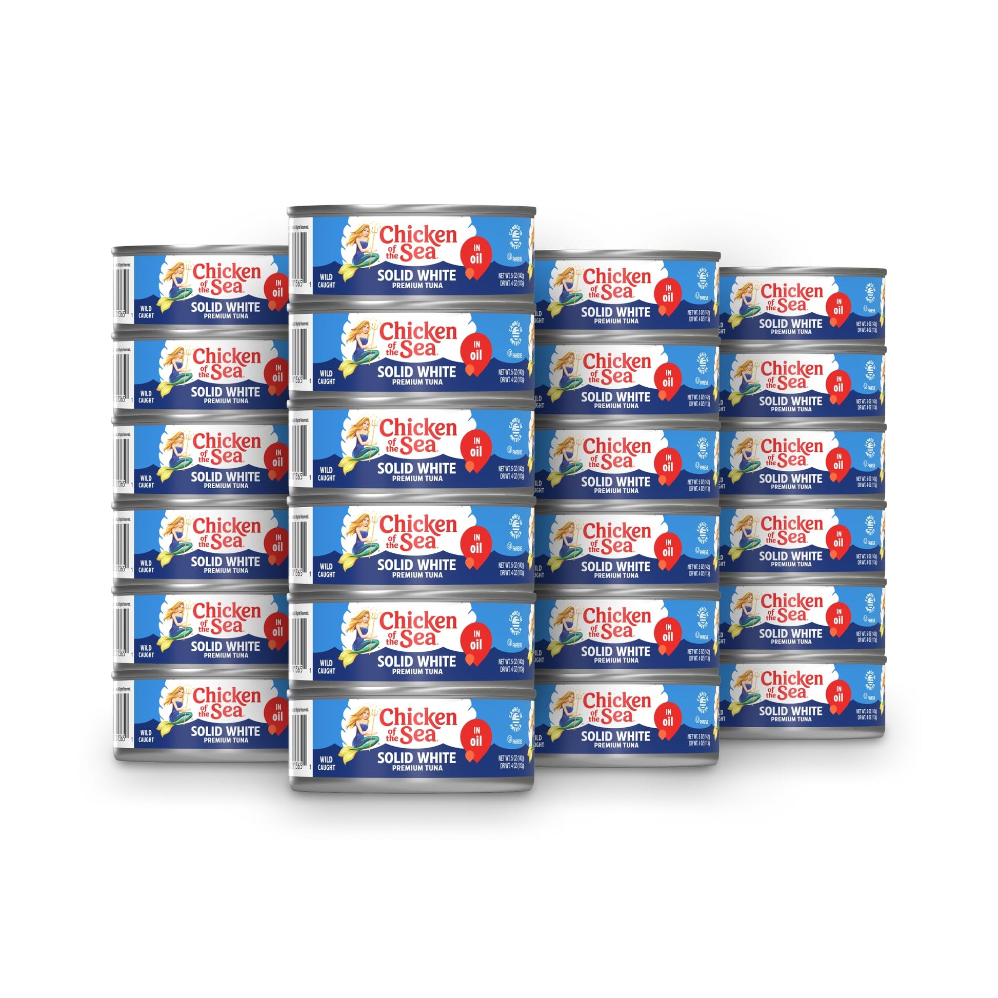 Chicken of the Sea Solid White Albacore Tuna in Oil, Wild Caught Tuna, 5-Ounce Can (Pack of 24)