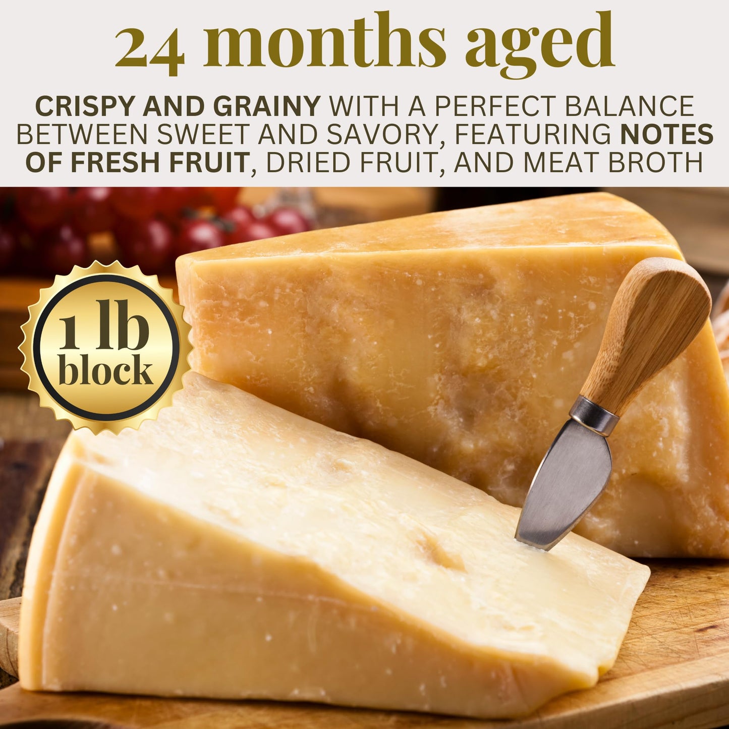 Parmesan Cheese Block 1 Lb, Parmigiano Reggiano Cheese Dop, Top Grade-Italian Cheese, 24 Months Aged, Latteria Soresina Italian