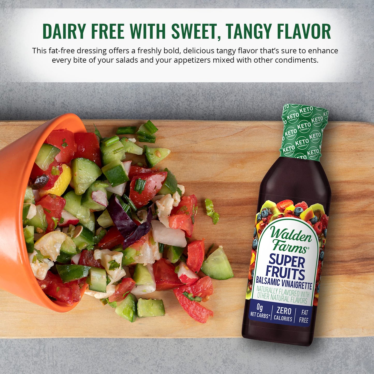 Walden Farms Super Fruits Balsamic Vinaigrette Dressing 12 oz. Bottle - Sweet and Tangy, Vegan, Kosher & Keto Friendly, Dairy Fr
