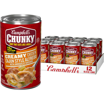 Campbell's Chunky Creamy Chicken Cajun Style Alfredo With Andouille Sausage Soup, 18.8 oz Can (12 Pack)