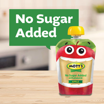 Motts No Sugar Added Applesauce, 3.2 oz clear pouches, 20 pack
