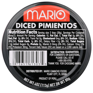 Mario Camacho Pimientos Diced, 4-Ounce (Pack of 12)