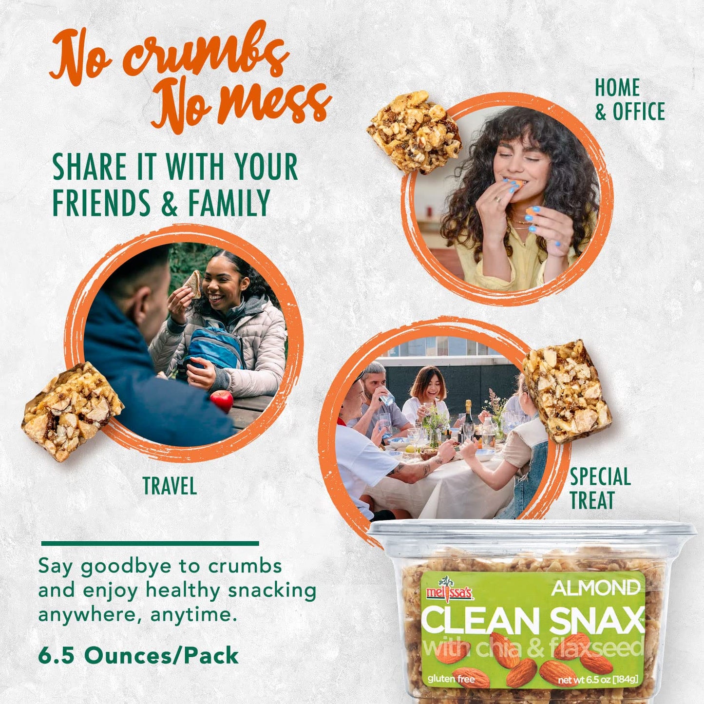 Melissa s Clean Snax With Chia and Flaxseed, Gluten-free Packaged Snacks, All Natural, Not Artificial Flavors Added, Low Sodium