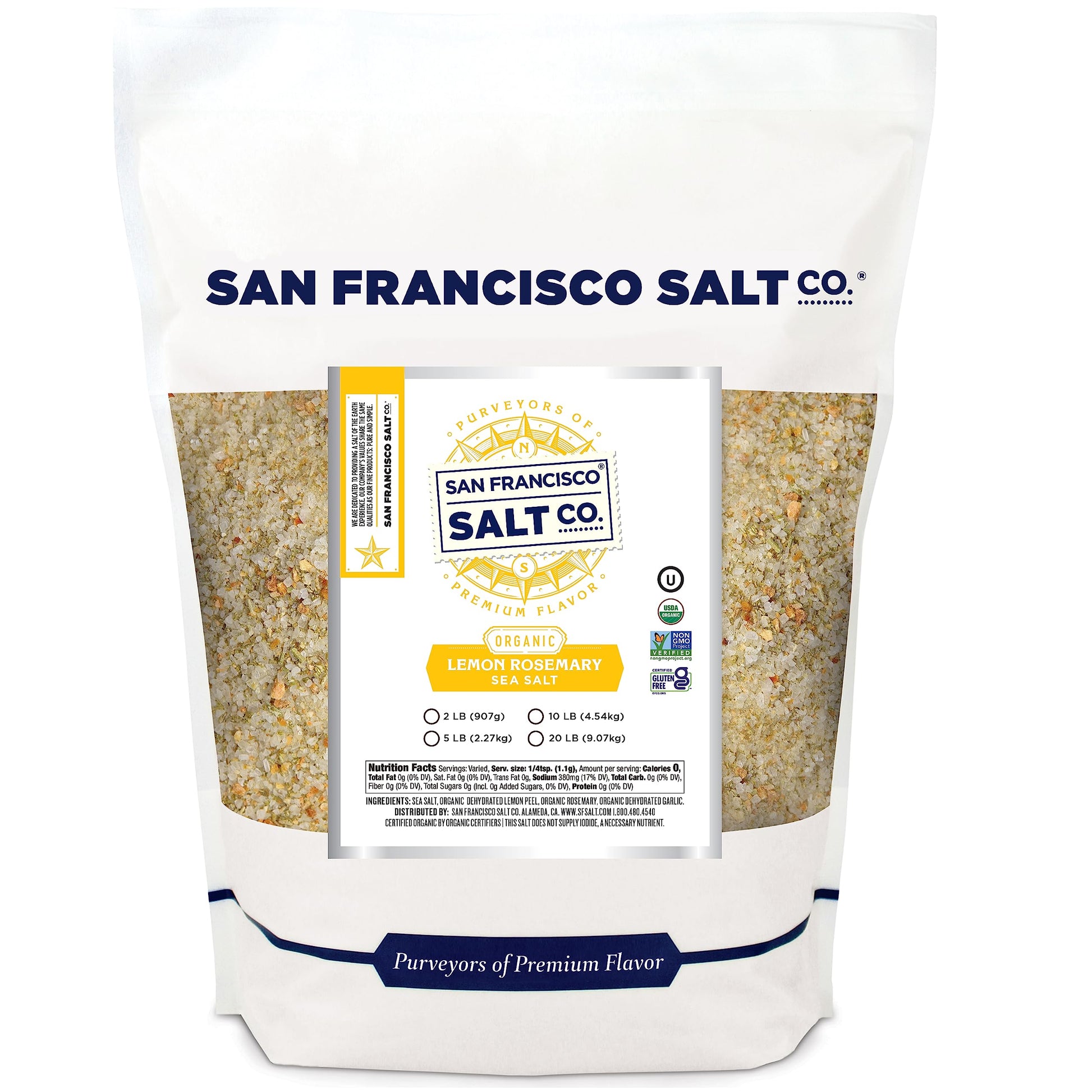 Organic Lemon Rosemary Sea Salt 2 lbs. by San Francisco Salt Company