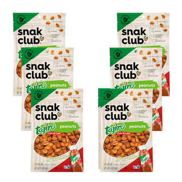 Snak Club Tajin Peanuts, Chili & Lime Mild In Heat Bold In Flavor Spicy Snacks, 5 Ounce (Pack Of 6)