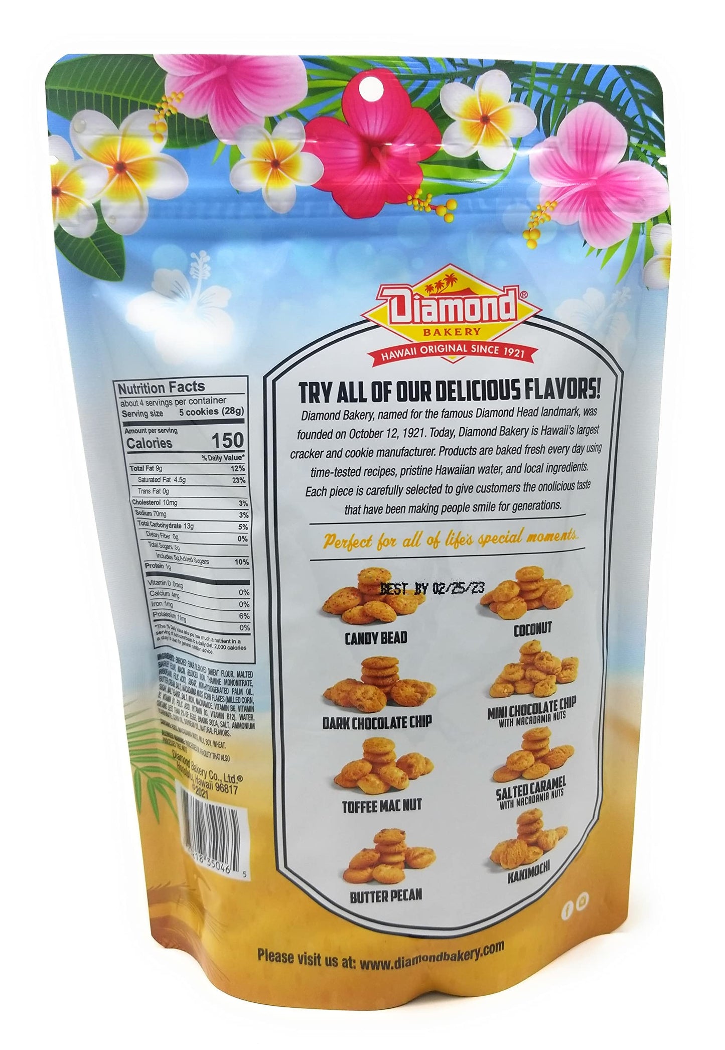 Diamond Bakery Hawaiian Cookies Cornflake With Macadamia Nuts 4.5 Oz (127G) Resealable Pouch