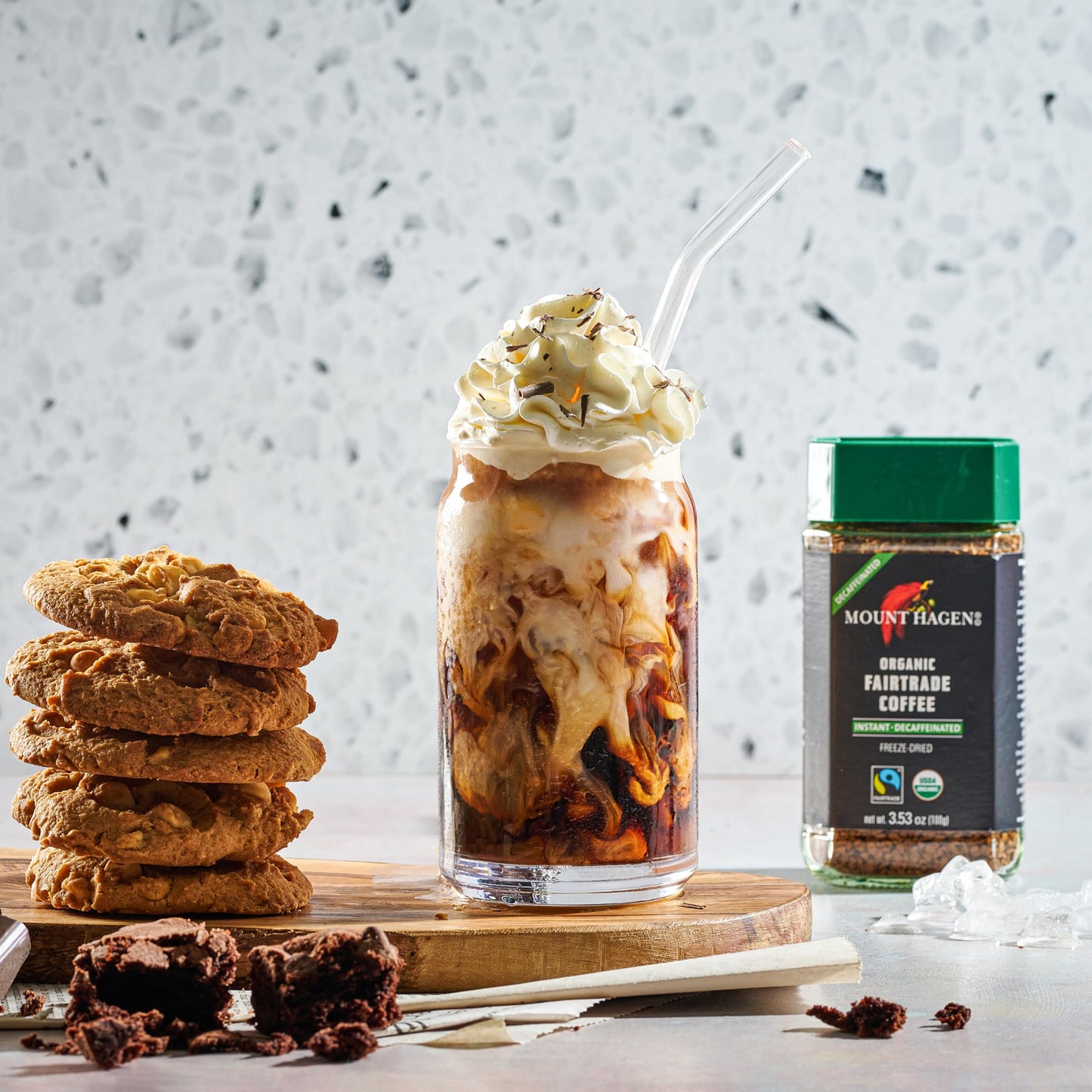 Mount Hagen 3.53oz Organic Freeze Dried Instant Decaf Coffee | Eco-friendly, Fairtrade Decaf Coffee Made From Organic Medium Roa