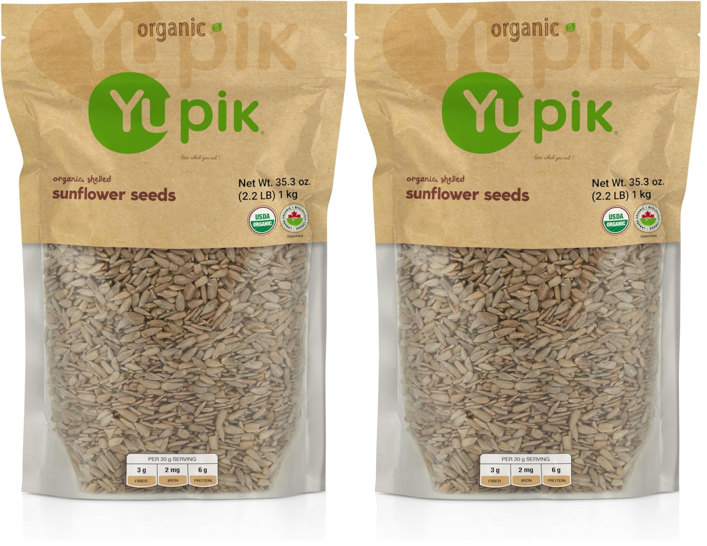 Yupik Organic Raw Shelled Sunflower Seeds, 2.2 lb (Pack of 2)