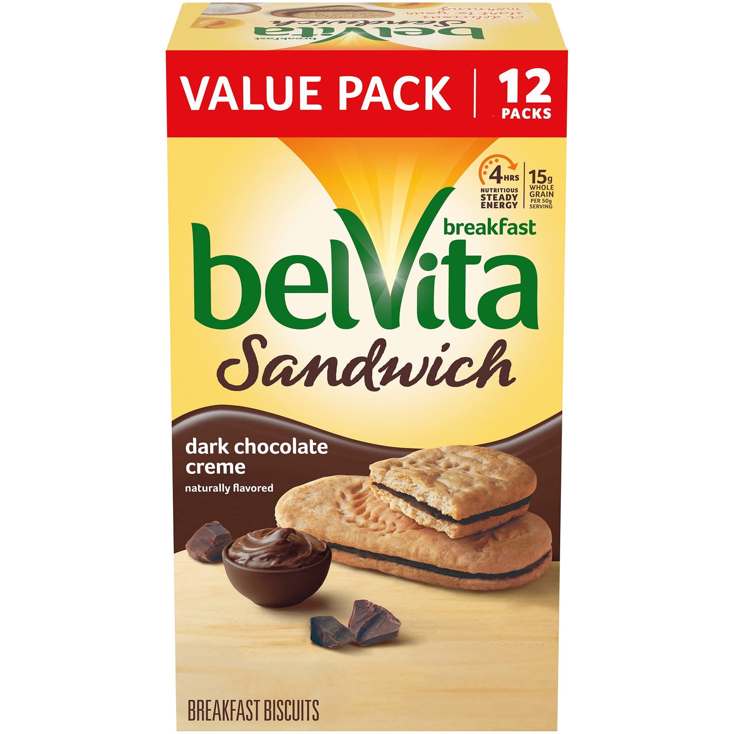 belVita Sandwich Dark chocolate creme Breakfast Biscuits 12 Packs (2 Sandwiches Per Pack)