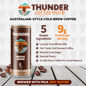 Thunder Coffeemilk - 11 Oz Aussie Style Cold-Brewed Canned Coffee (Latte), Convenient Coffee Can For Grab & Go, Natural Protein-