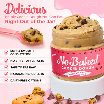 Nobaked Cookie Dough - Edible Chocolate Chip Cookie Dough Meant To Be Eaten Raw With A Soft & Smooth Consistency And No Bitterne
