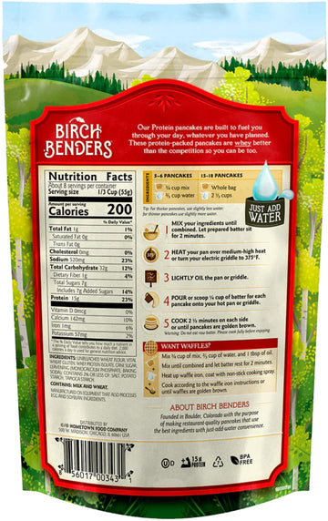 Performance Protein Pancake and Waffle Mix with Whey Protein by Birch Benders, 15 Grams Protein Per Serving, 1 Pound (Pack of 6)