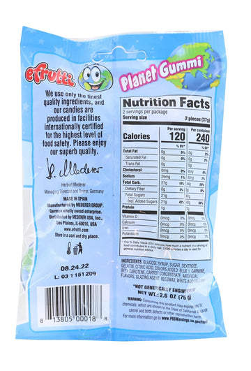 Efrutti Planet Gummi - Gummy Candy - 2.6 Oz - 1 Pk Fruity Flavor Individually Wrapped