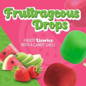 Wiley Wallaby 6 oz. Fruitrageous Drops Original Fruits Gourmet Australian Style Soft & Chewy Licorice Candy Drops, 2 Pack