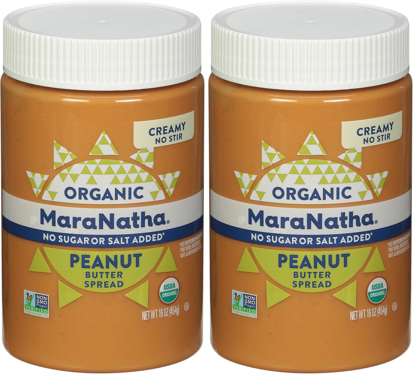 Maranatha Organic No-Stir Creamy Peanut Butter Spread, No Sugar or Salt Added, 16 Ounce (Pack of 2)