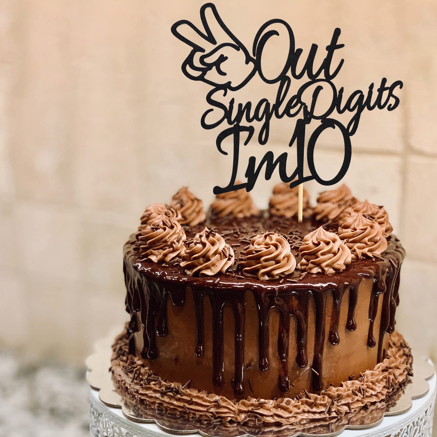 Arthsdite Out Single Digits I'M 10 Cake Topper Double Digits 10 Cake Decoration Happy 10Th Bithday Decorations For Boys Girls 10