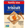 Triscuit Cracked Pepper & Olive Oil Whole Grain Wheat Crackers, Family Size, 12.5 Oz
