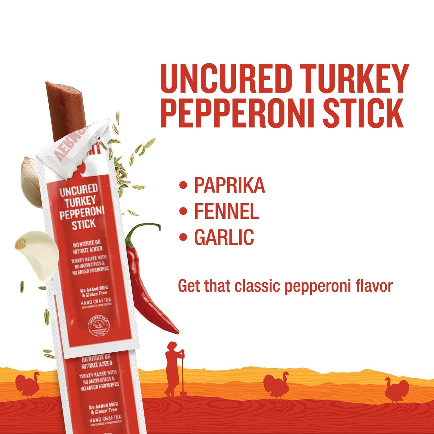 Vermont Smoke and Cure Mini Meat Sticks, Uncured Pepperoni Turkey, 96 Count, 0.5 ounce (96 count)