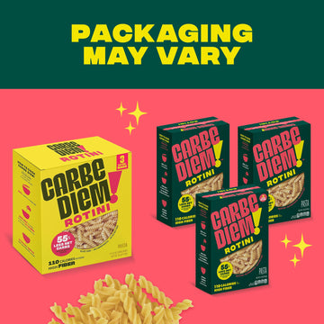 Carbe Diem! Rotini | 3X 12Oz Bags | Lower Net Carb Pasta With A Traditional Flavor & Texture | Pasta Re-Imagined For Healthy Lif