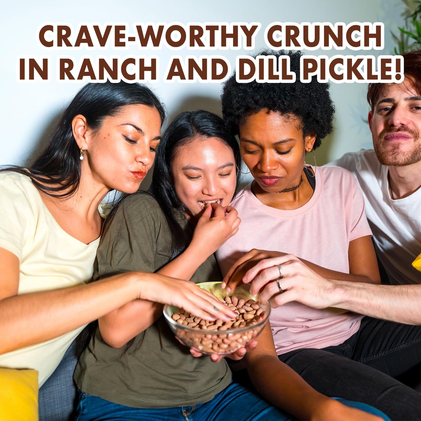 Jerky-n-Spice Uncle Buds Deep Fried Peanuts in Shell - 6 Pack, 3 Dill Pickle & 3 Ranch, Crunchy High-Protein Snacks, 7 inches