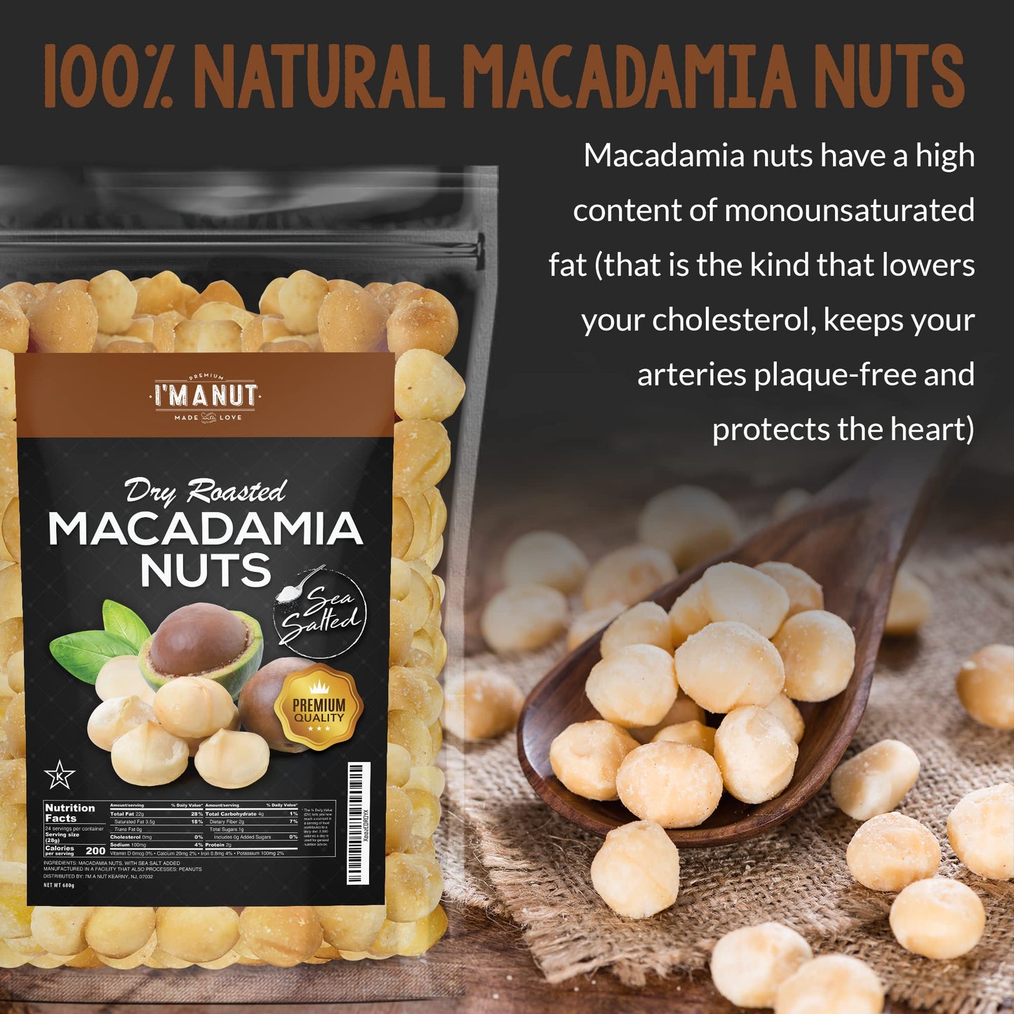 Oven Roasted Macadamia Nuts with Sea Salt- 48 oz (3 lb) Batch Tested Peanut & Gluten Free | No Oil | No PPO | Fancy Whole | Made