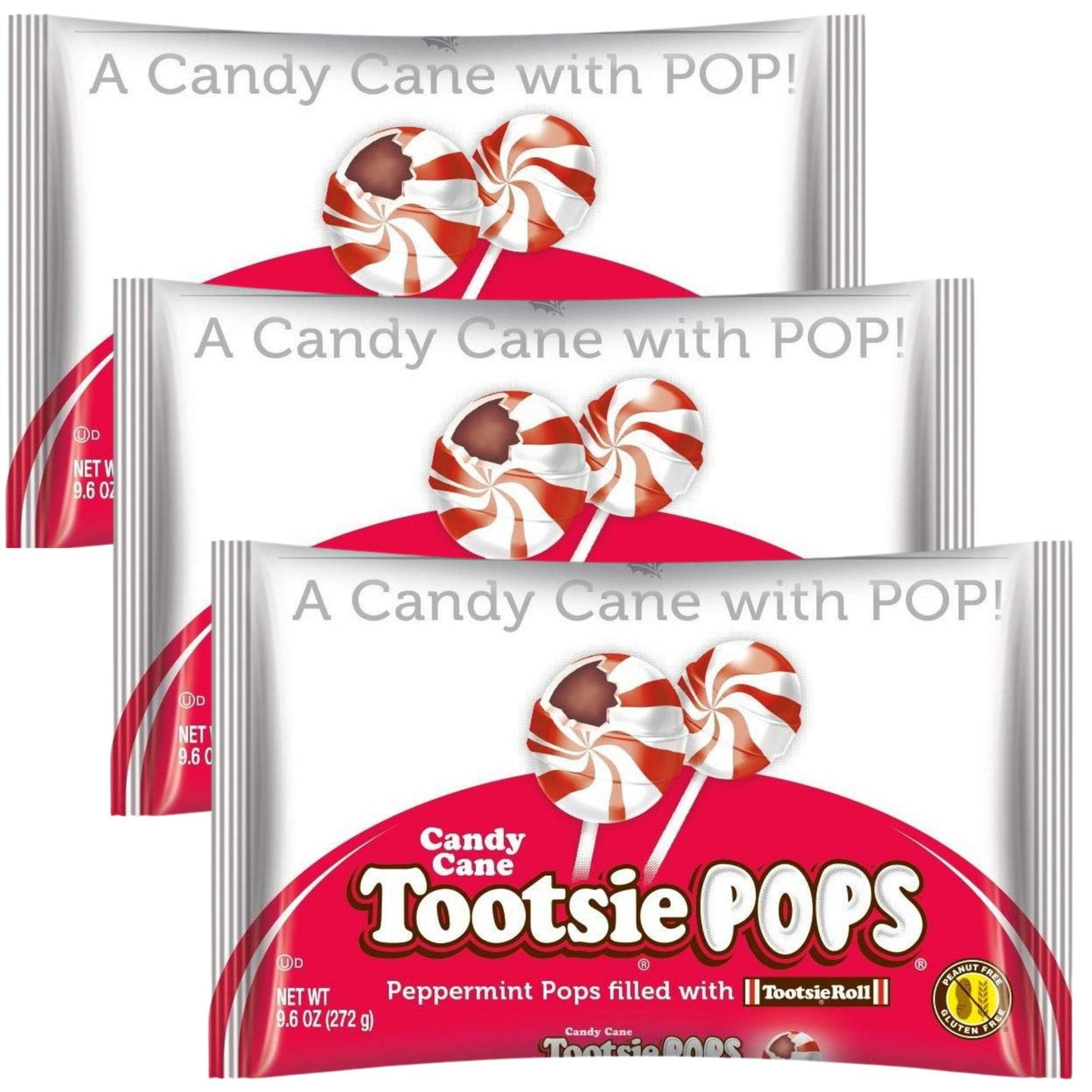Peppermint Candy Cane Tootsie Pops (Pack Of 3)