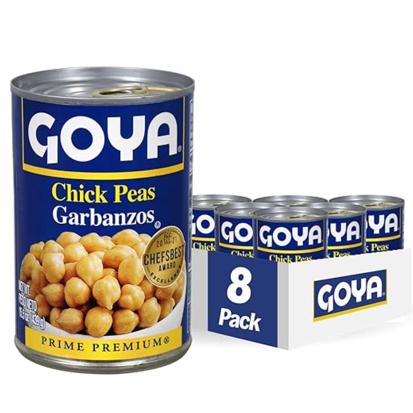 Goya Foods Chick Peas Garbanzo Beans 15.5 Ounce (Pack of 8)