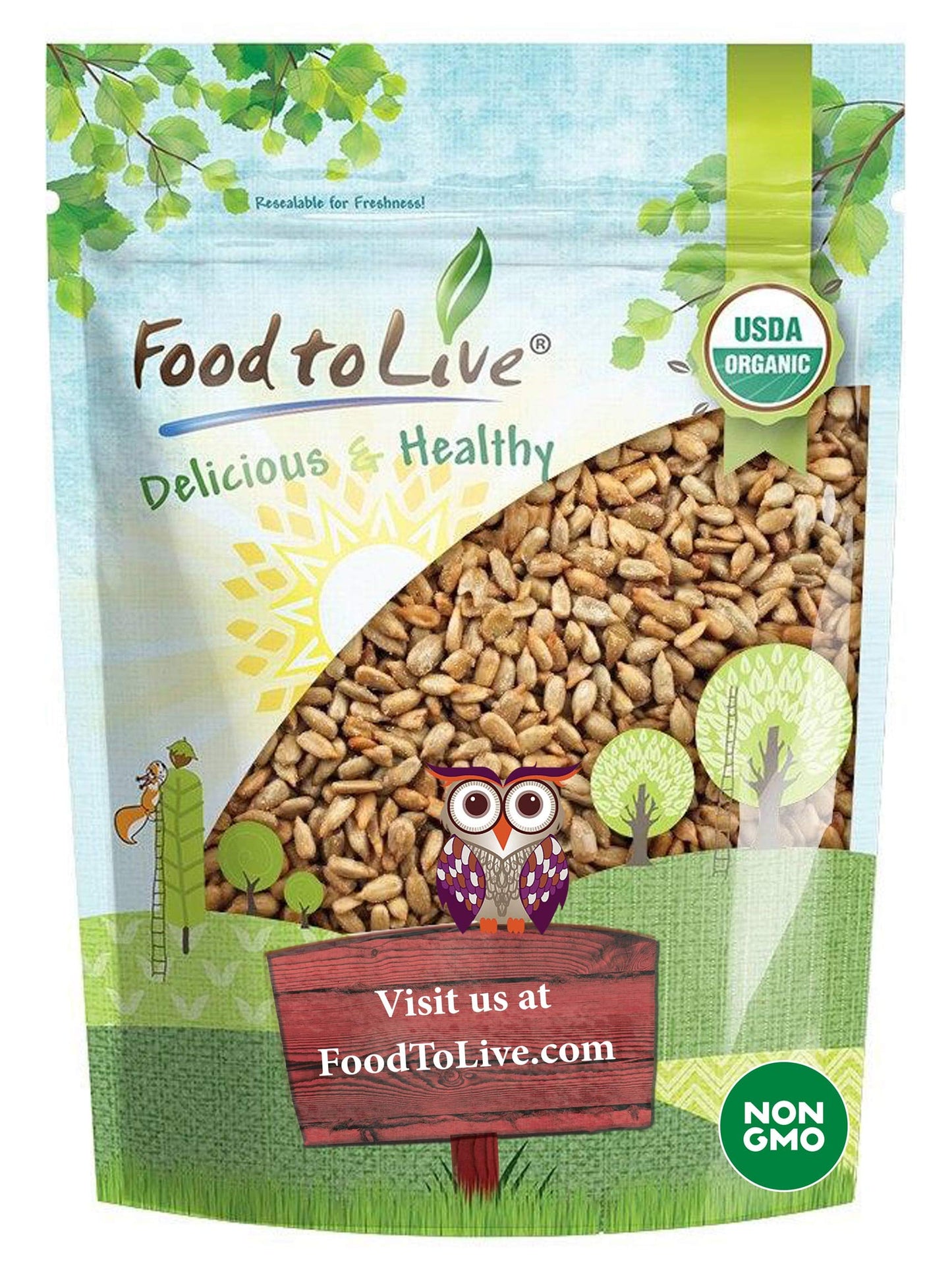 Food to Live Organic Roasted and Salted Sunflower Seeds, 4 Pounds Non-GMO Kernels, Vegan, Kosher, Bulk, Hulled, High in Protein