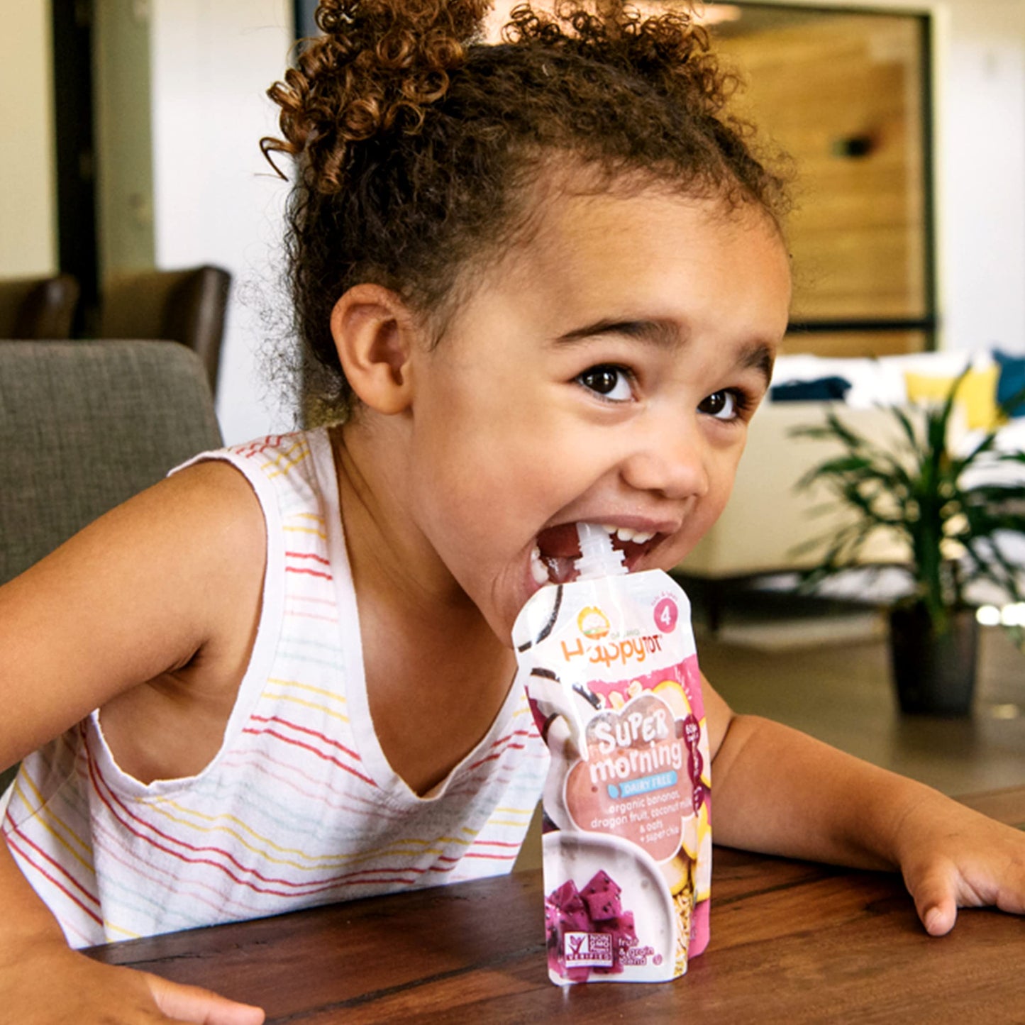 Happy Tot Organics Stage 4 Baby Food Pouches, Gluten Free, Vegan & Dairy Free Snack, Super Morning Fruit & Oat Blend, Bananas, D