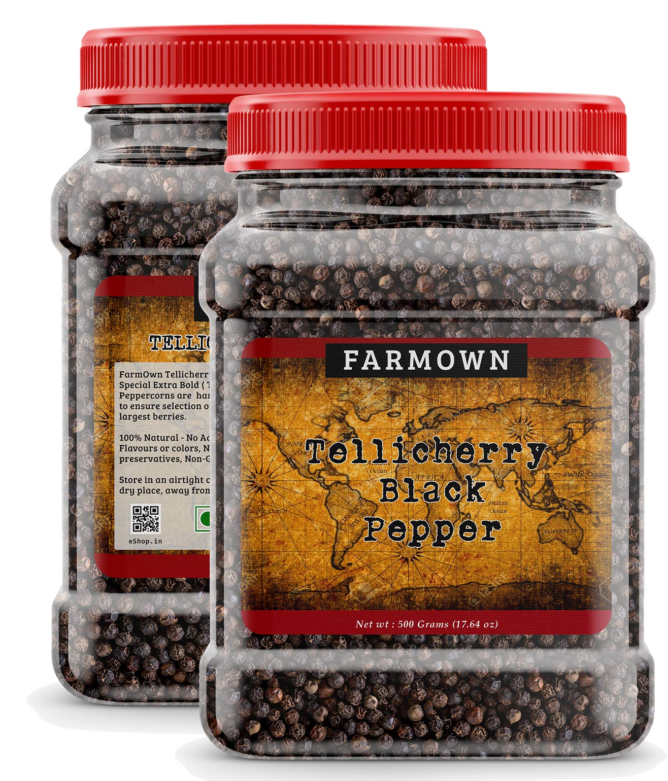 Farmown Tellicherry Black Pepper Tgseb Extra Bold 500 Grams