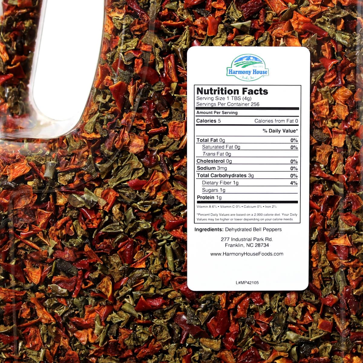 Harmony House Dried Mixed Bell Peppers, Diced – Dehydrated Vegetables For Cooking, Camping, Emergency Supply And More, 36 Oz Jug