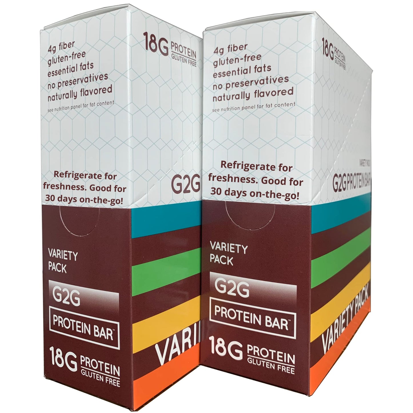 G2G Protein Bar, 8 Flavor Variety Pack, High Protein, Gluten-Free, Healthy Snack, Delicious Meal Replacement, Clean Ingredients, Refrigerated For Freshness, 16 Bars (2 Packs Of 8)