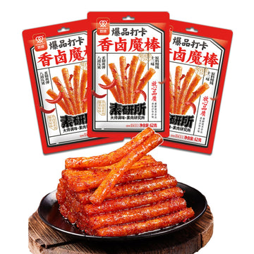 KachiKachi Latiao Spicy Strips - Braised Flavor, Braised Chinese Spicy Sticks, Latio Spicy Gluten Snacks, ??, ???, Latio, 3-Pack