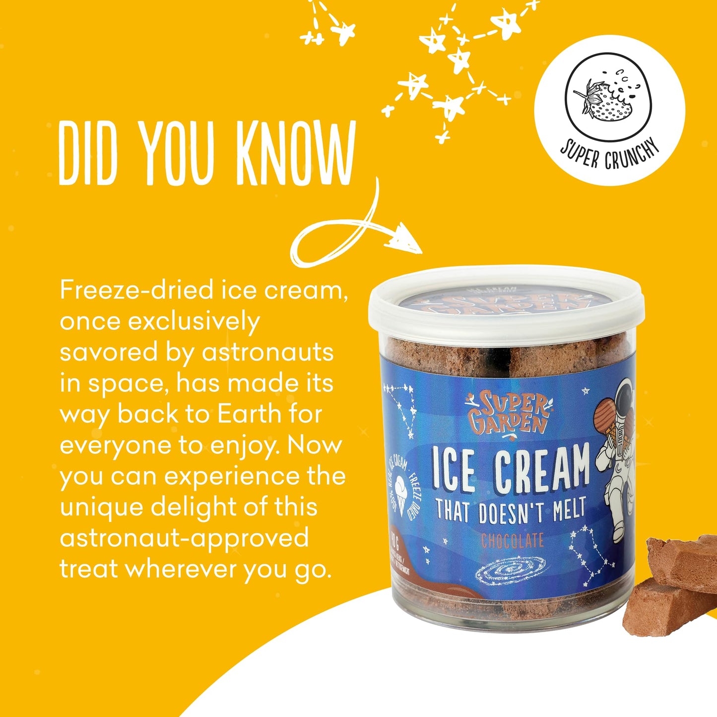 Super Garden Freeze Dried Ice Cream Chocolate | Crunchy and Creamy Freeze Dried Candy | Chololate Ice Cream loved by Kids | Perf