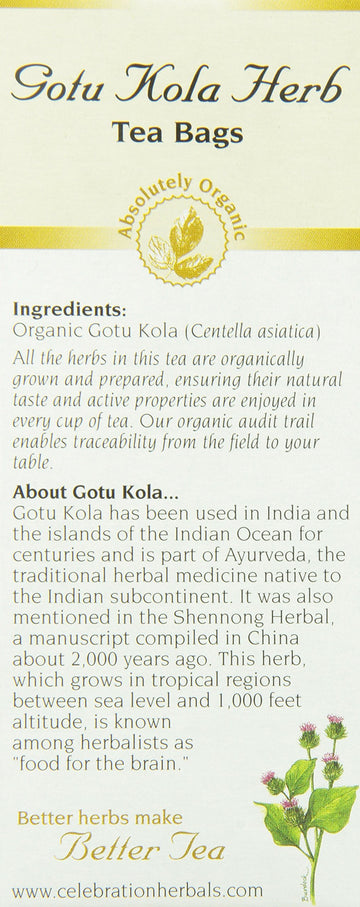 Celebration Herbals Organic Gotu Kola Tea Bags 24 Count