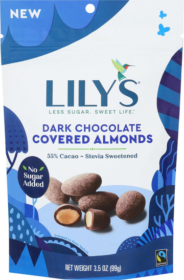 Lilys Sweets, Dark Chocolate Covered Almonds, 3.5 Ounce