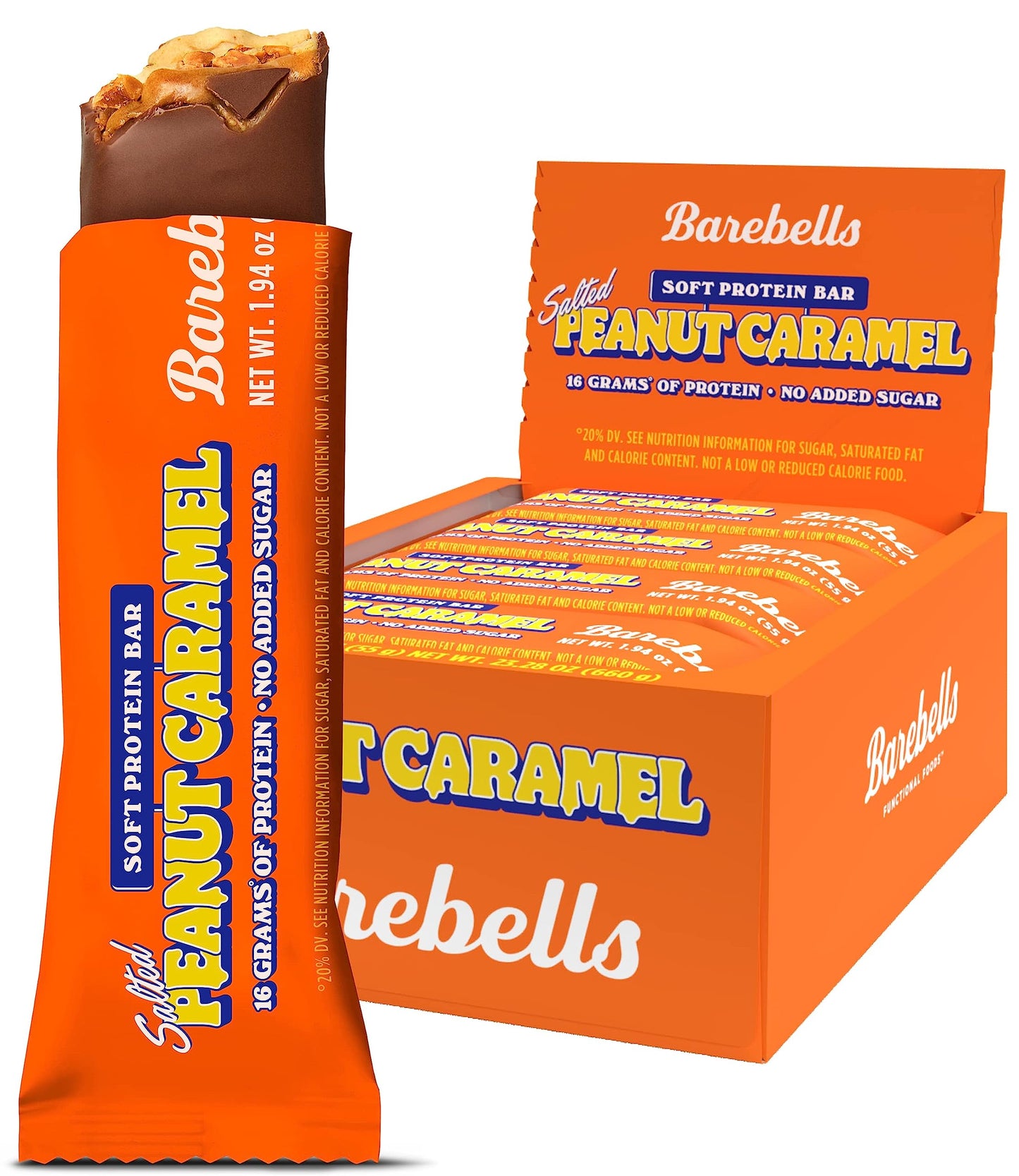 Barebells Soft Protein Bars Salted Peanut Caramel - 12 Count, 1.9Oz Bars - Protein Snacks With 16G Of High Protein - Chocolate P