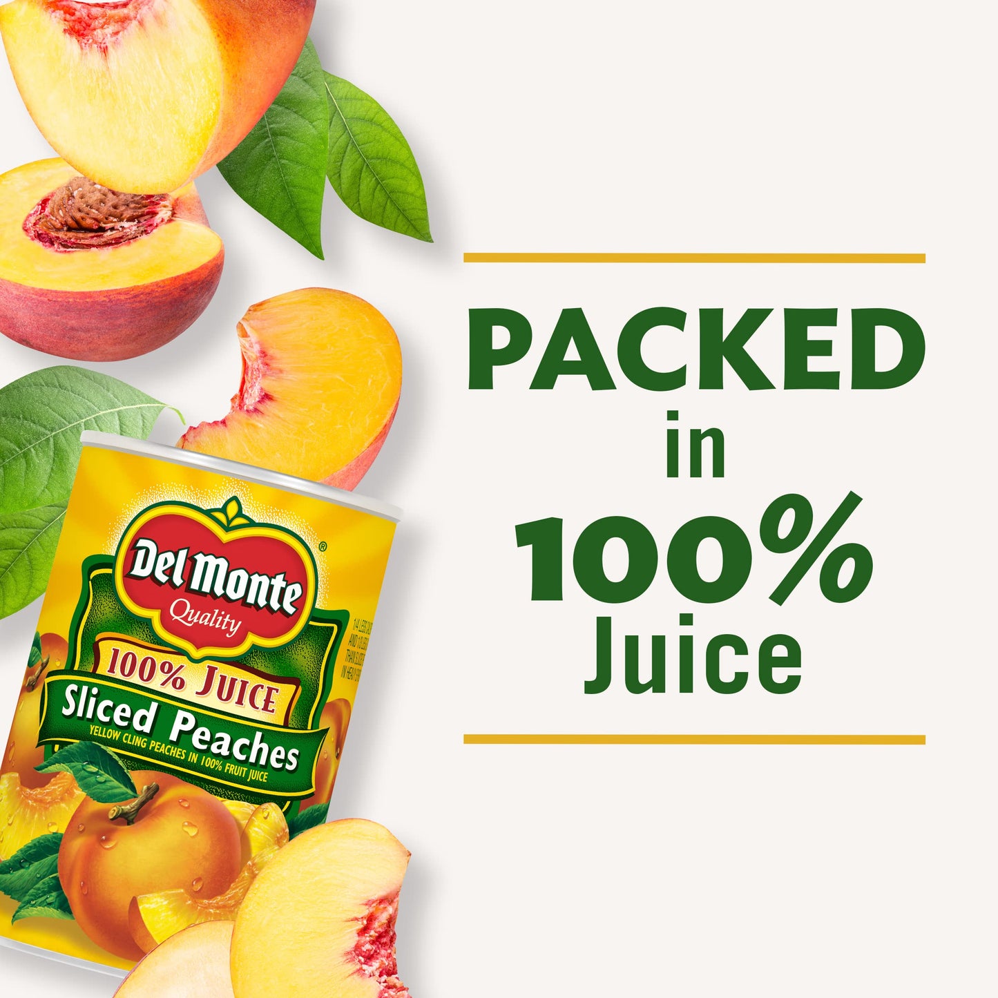 Del Monte Peaches Sliced Yellow Cling 100% Juice, 15 Oz, 3 Pk