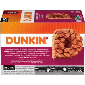 Dunkin' Candy'D Almond Dark Roast Flavored Coffee, 60 Keurig K-Cup Pods