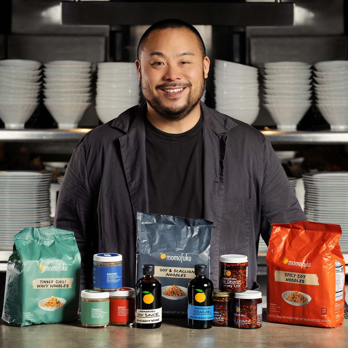 Momofuku Original Starter Pack by David Chang, Contains Original Chili Crunch, Soy and Scallion Ramen, Soy Sauce, and Savory Sal
