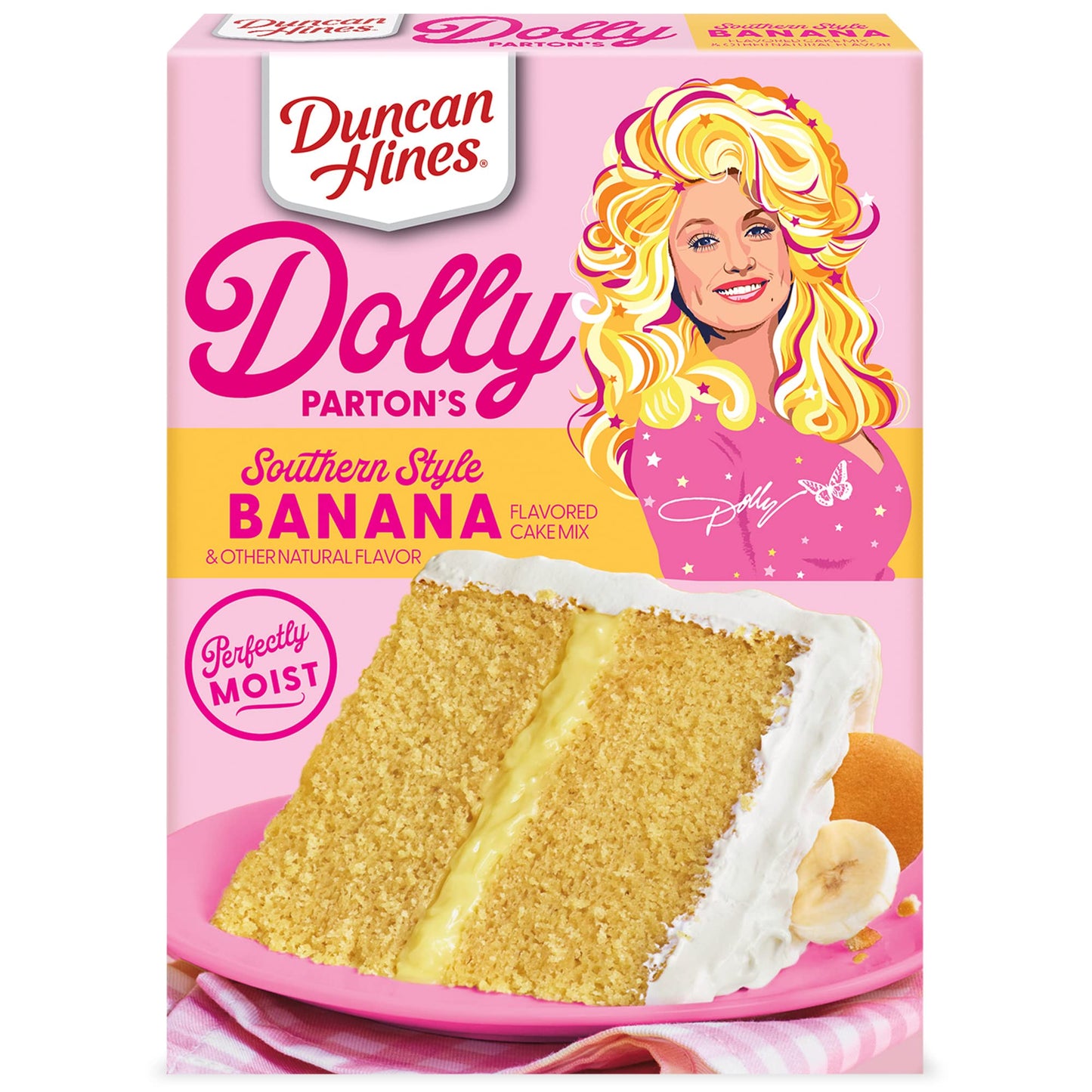 Duncan Hines Dolly Partons Favorite Southern-Style Banana Flavored cake Mix, 1525 oz (Pack of 12)