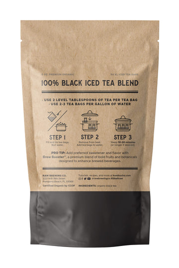 The Southern Standard - Premium Organic Iced Tea Bags - 100% Black Blend, 50 Xl Bags (1/2 Pound. Makes 25 Gallons.)