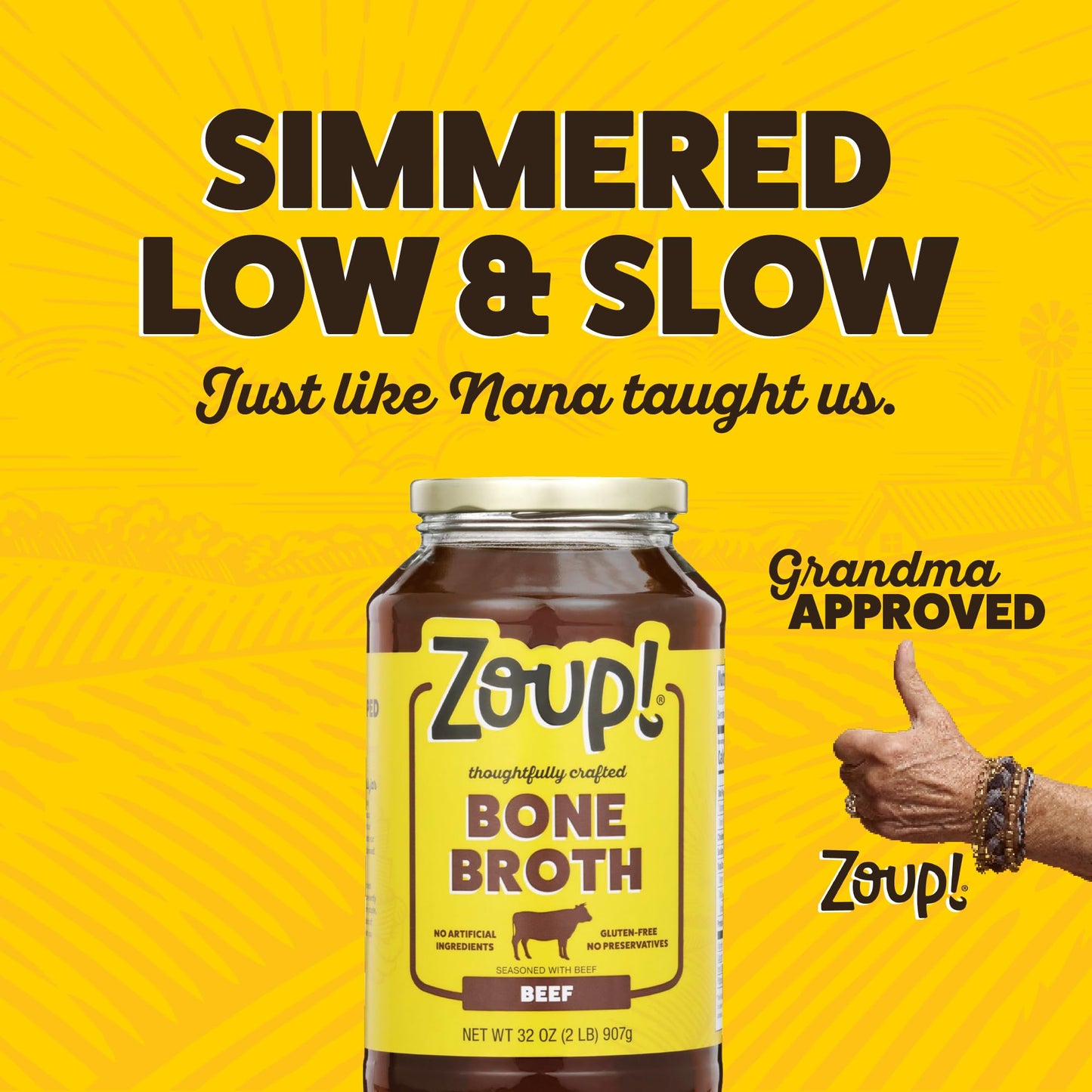 Beef Bone Broth By Zoup! Keto-Friendly, Gluten Free, Fat Free, Non-Gmo Clear Bone Broth - Great For Stock, Bouillon, Soup Base Or In Gravy - 6-Pack (32 Oz)