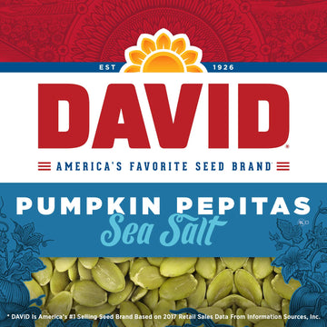 David Seeds Sea Salt Pumpkin Pepitas Seeds, Keto Friendly Snack, 5 Oz Bags, 8 Pack