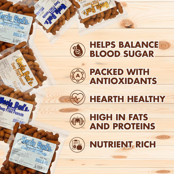 Jerky-n-Spice Uncle Buds Deep Fried Peanuts In Shell, Salted, High-Protein Snack, 42 Ounce, 6 Pack