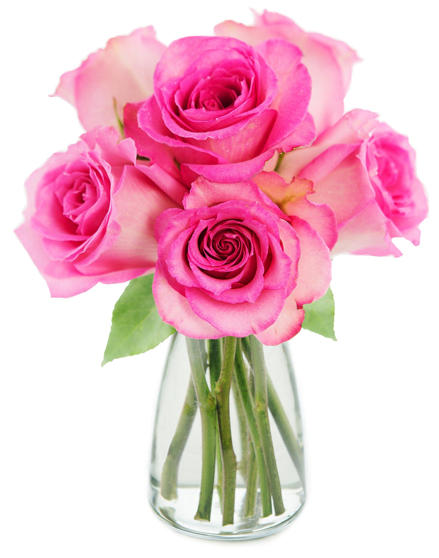 Kabloom Flowers - MotherS Day Collection - Sweet Pink Bouquet Of 6 Fresh Cut Pink Roses (Farm-Fresh Long-Stem) With Vase.Gift For Birthday Valentine Mothers Day Fresh Flowers