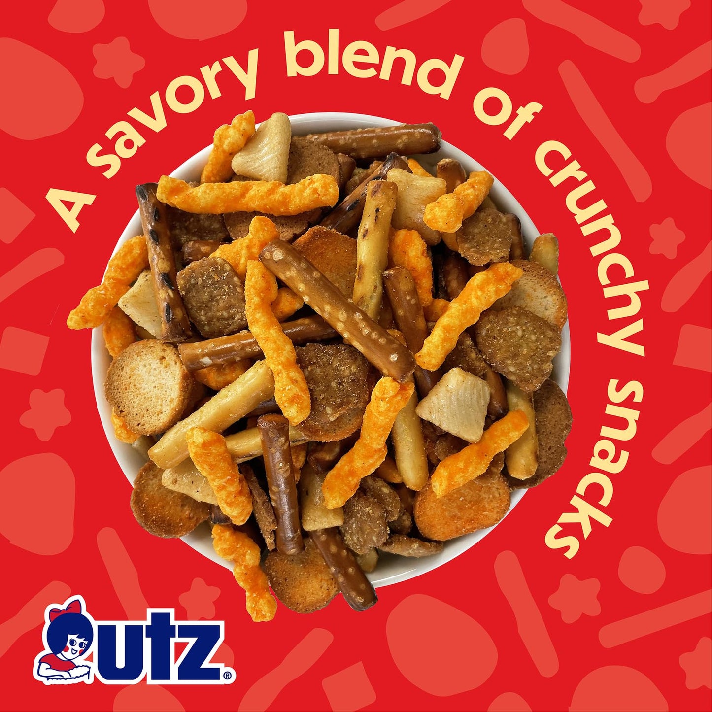 Utz Pub Mix, 42 Oz. Barrel, Savory Snack Mix With A Blend Of Crunchy Flavors For A Tasty Party Snack, Resealable Container, Tran